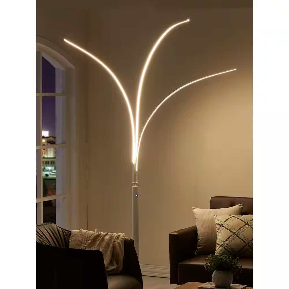 92 In. Matt White Aurora LED Arch Tree Floor Lamp