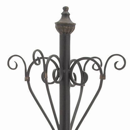 74 In. Black Metal Vintage Style Coat Rack with Scroll Designs