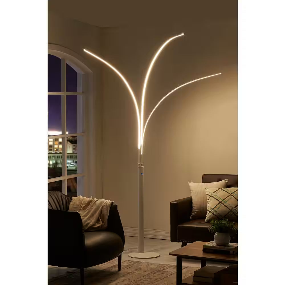 92 In. Matt White Aurora LED Arch Tree Floor Lamp