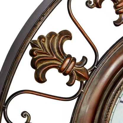 38 In. X 38 In. Brown Metal Fleur De Lis Wall Clock