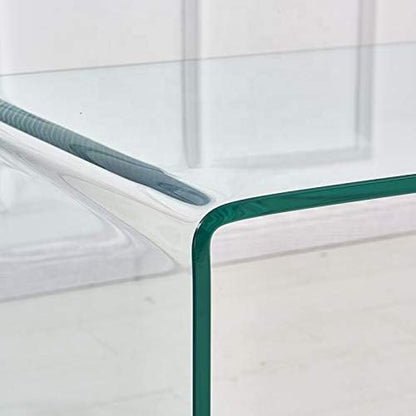 Clear Side Table Small Glass End Tables,Tempered Nightstand Side Table, Transparent Glass Side Table, Home Office Furniture Bent Coffee Table Sofa Table 19.72X15.8X17.72Inch