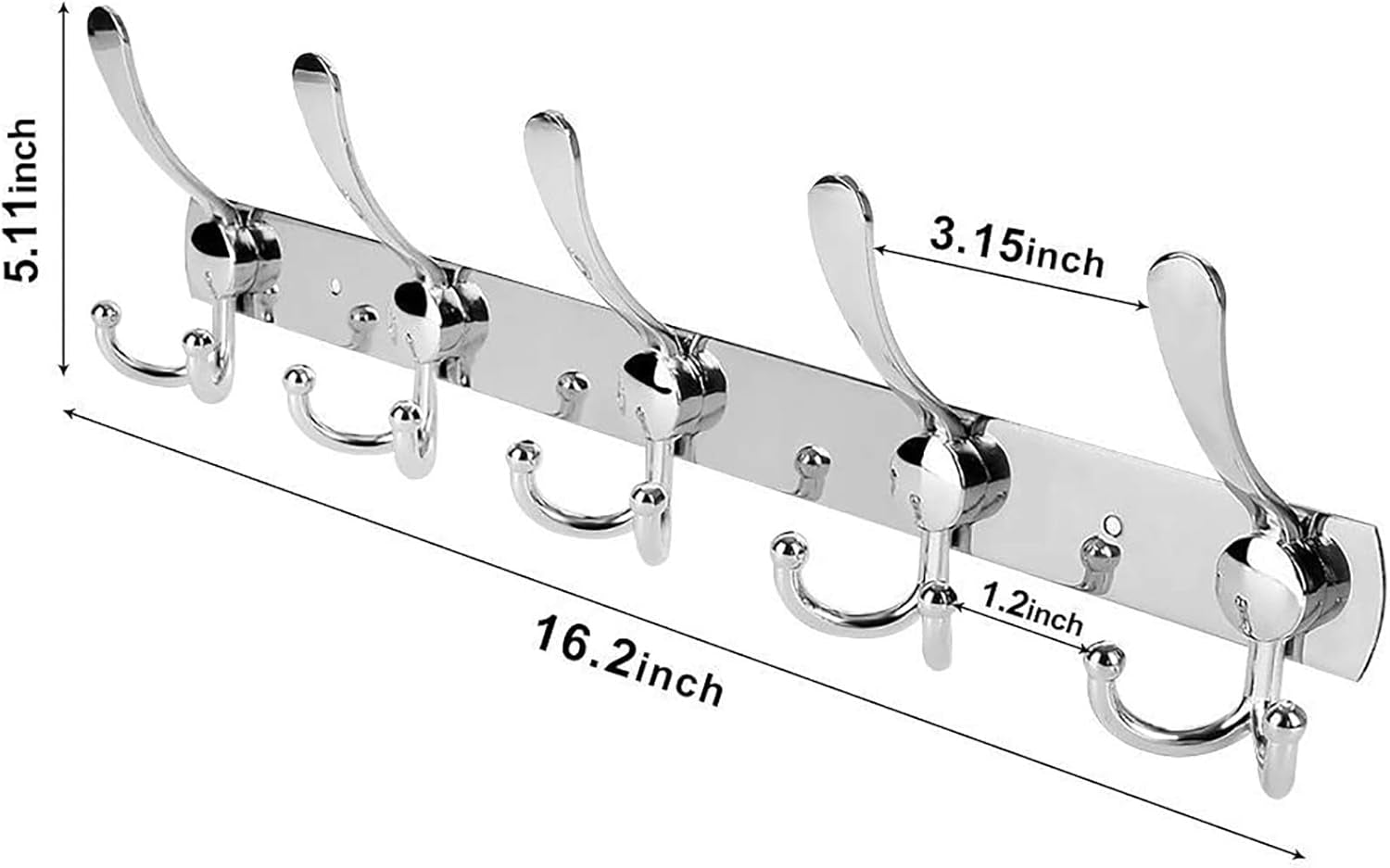 Wall Mount Coat Hook, 2 Pack 15 Hooks Stainless Steel Coat Hangers Rack Robe Hat Clothes Hook Wall Coat Rack Hooks