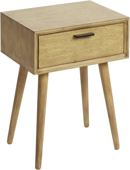 Olsen Mid Century 1-Drawer Accent Table, Oak