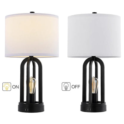 22.75'' Black USB Table Lamp with LED Bulbs