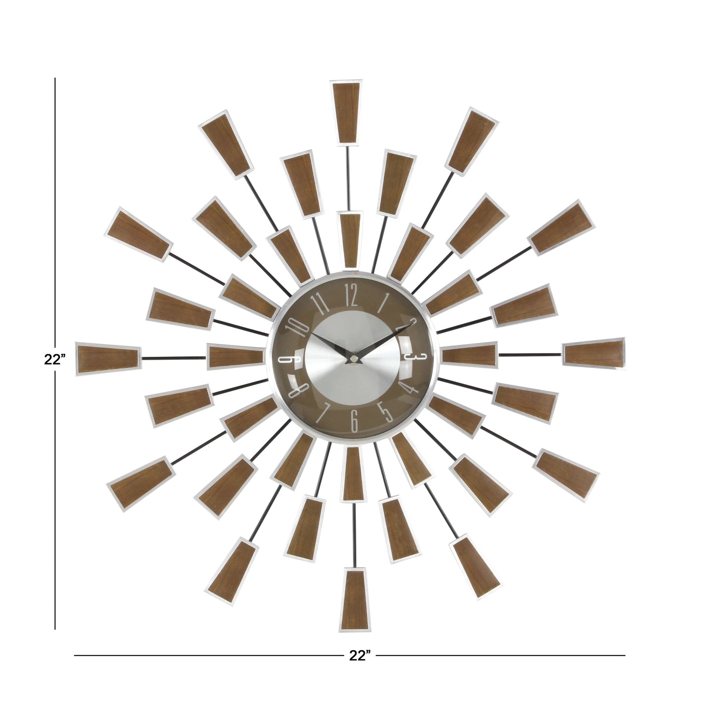 22" Brown Metal Starburst Wall Clock