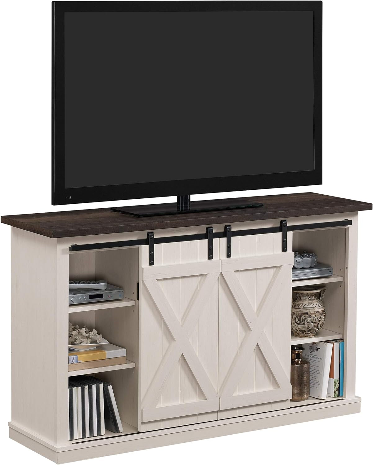 Pamari Wrangler Sliding Barn Door TV Stand, Off-White