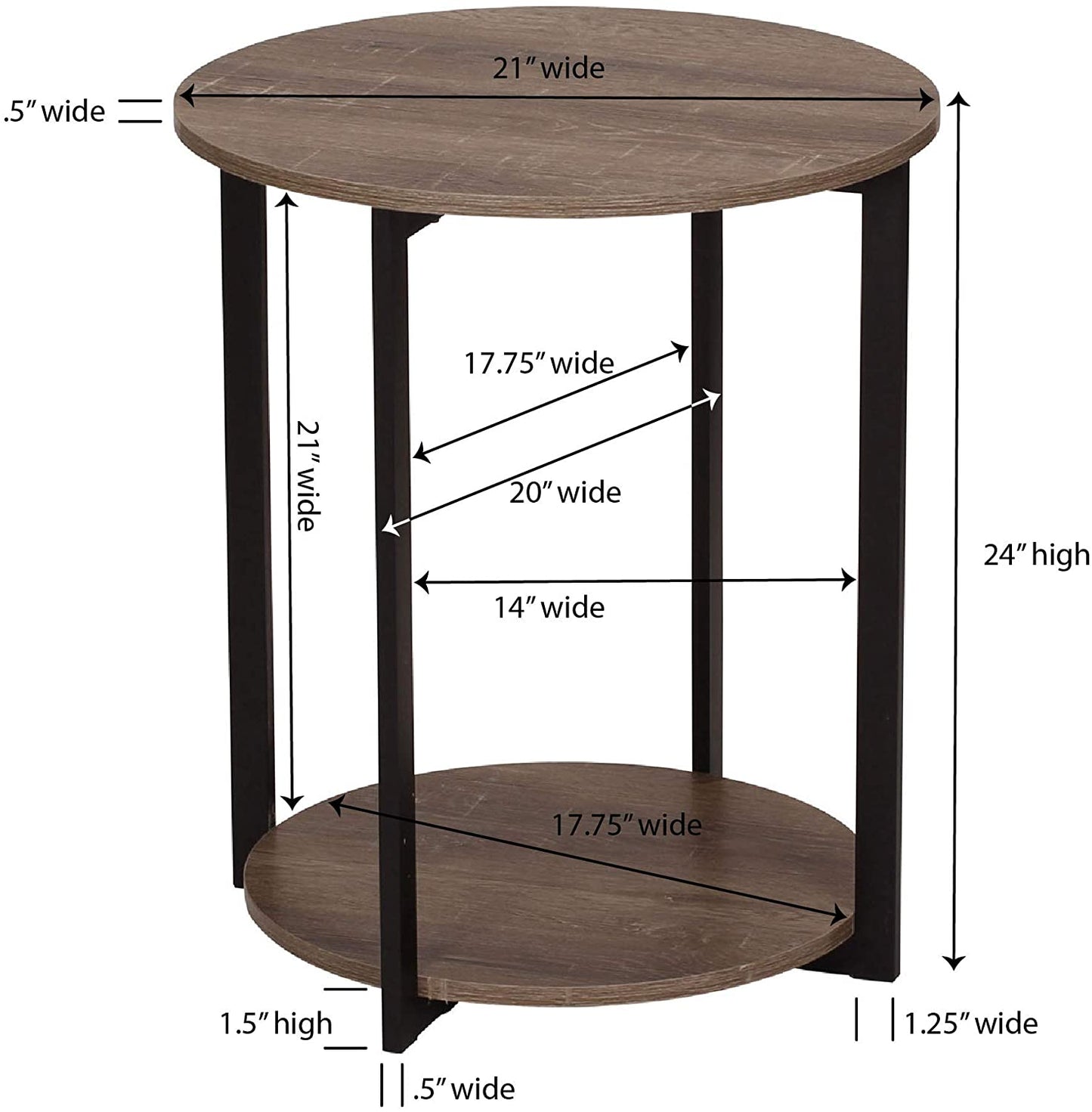 Wooden Side End Table with Storage Shelf | Ashwood