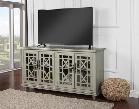 Elegant TV Stand, 63 in X 35 in (W X H), Antique Silver