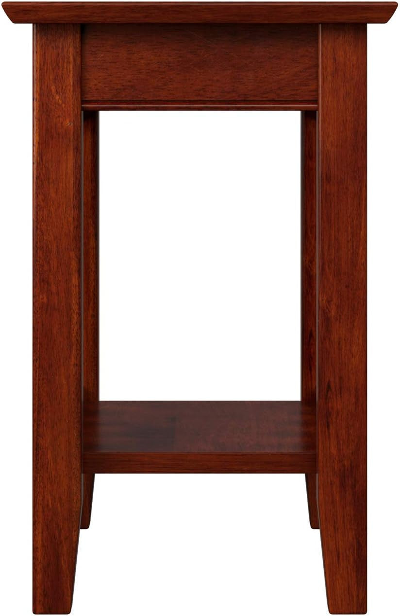 Atlantic Furniture Mission Chair Side Table with Charging Station, Walnut, "Chair Side Table (22"" X 14"")"