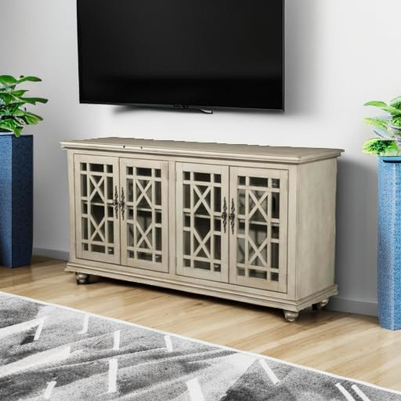 Elegant TV Stand, 63 in X 35 in (W X H), Antique Silver