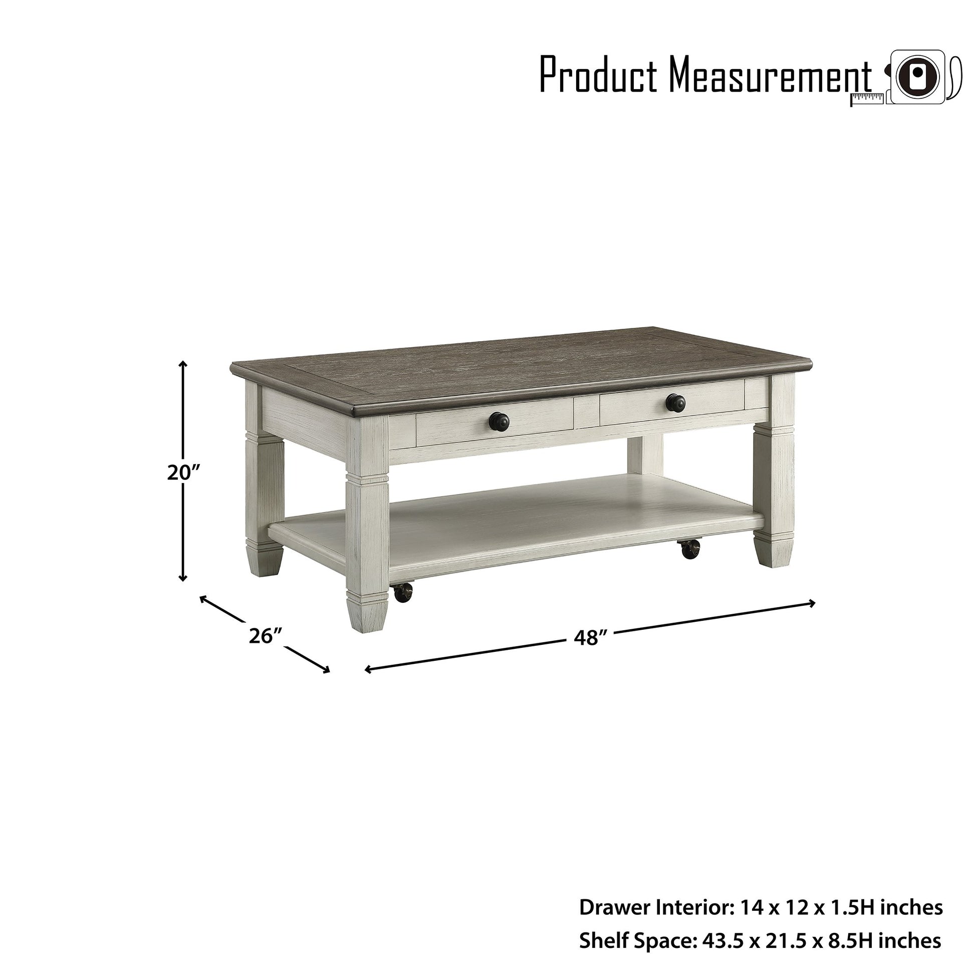 Bedos Coffee Table, Rosy Brown/Antique White