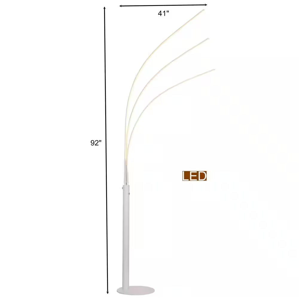 92 In. Matt White Aurora LED Arch Tree Floor Lamp