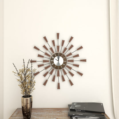 22" Brown Metal Starburst Wall Clock