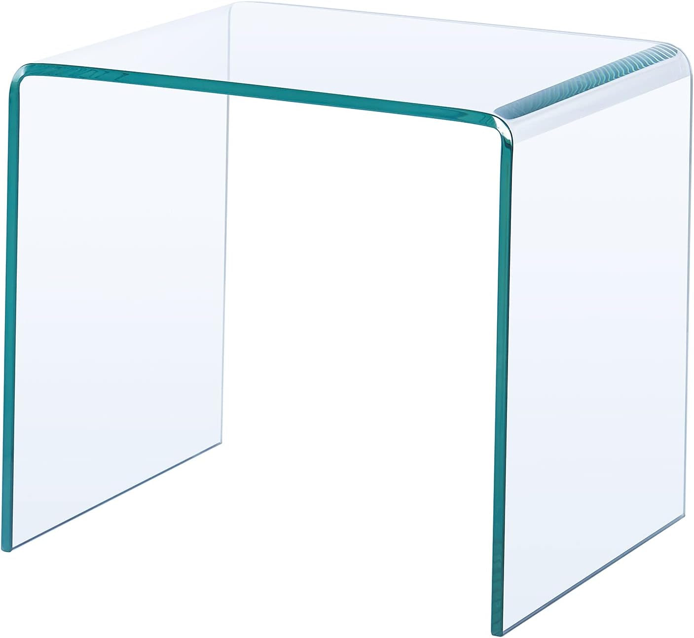 Clear Side Table Small Glass End Tables,Tempered Nightstand Side Table, Transparent Glass Side Table, Home Office Furniture Bent Coffee Table Sofa Table 19.72X15.8X17.72Inch