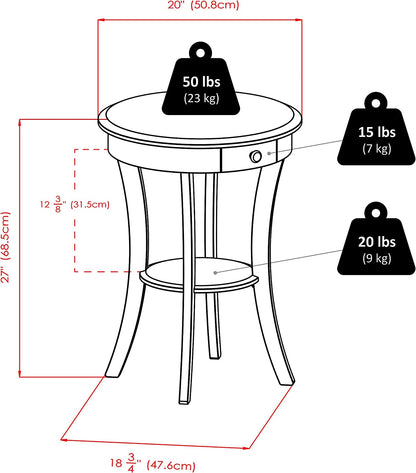 Wood Sasha Accent Table, Cappuccino(Color May Slightly Vary), 20 in X 20 in X 27 In