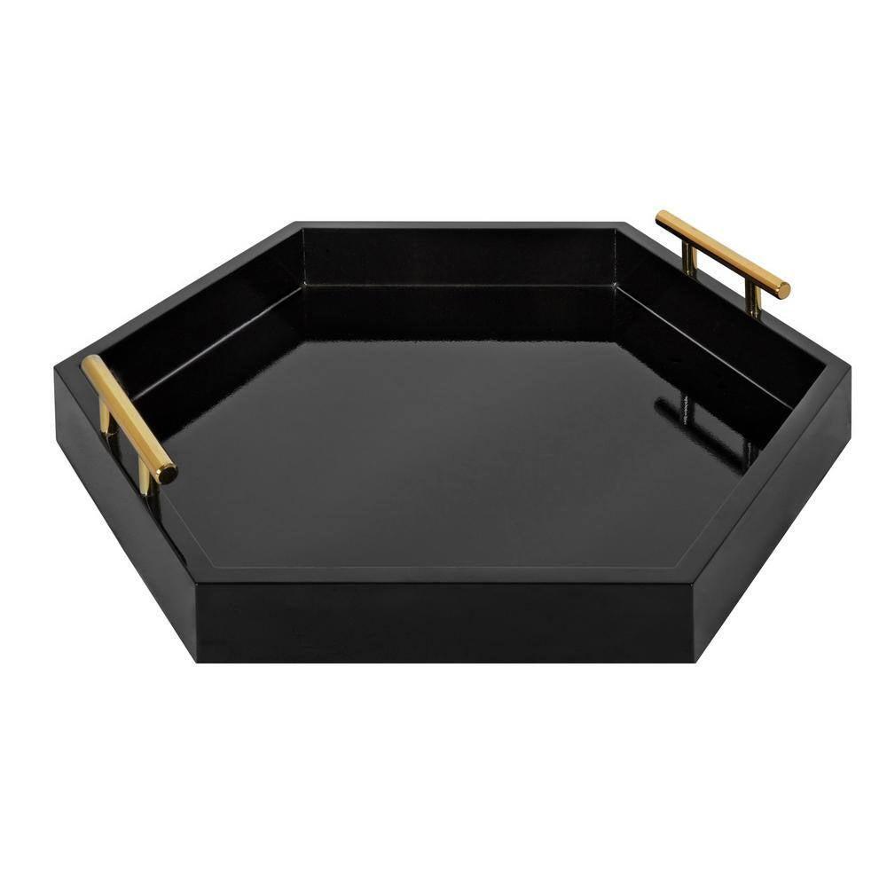 Lipton 18 In.X 18 In. Black/Gold Hexagon Decorative Tray