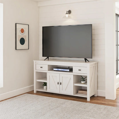 Woven Paths Scandi Farmhouse TV Stand for Tvs up to 60", Ivory Oak