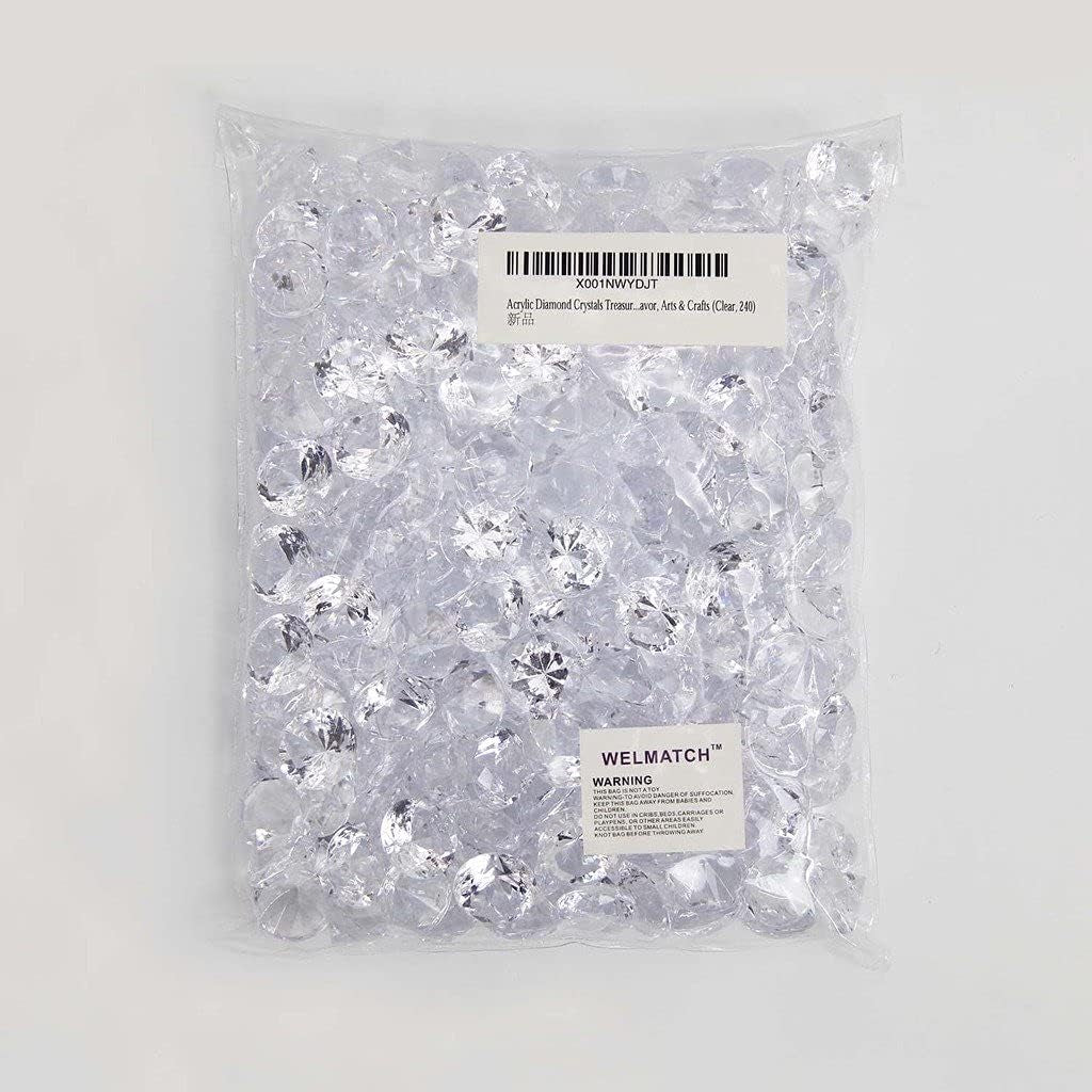 Clear Acrylic Diamond Vase Fillers 1 Pound - 240 Pcs 3/4 Inch Wedding Party Event Banquet Birthday Decoration Crystals Gem Table Scatters (Clear, 240 Pcs)