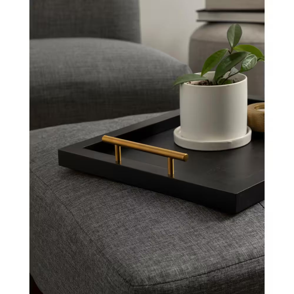 Halsey 12.50 In. W Rectangle Black Wood Decorative Tray