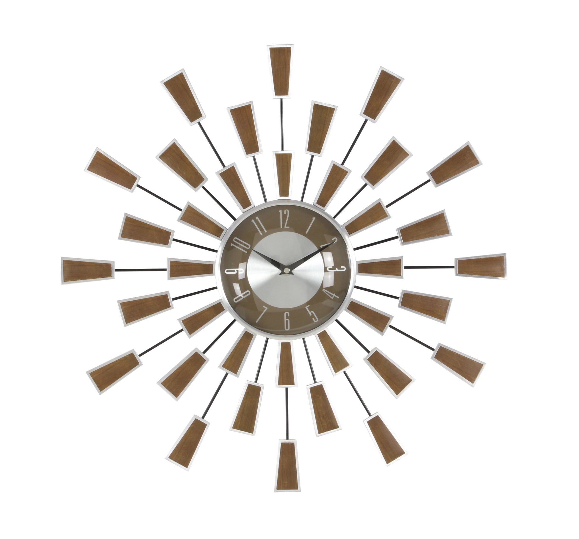 22" Brown Metal Starburst Wall Clock