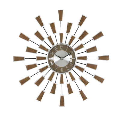 22" Brown Metal Starburst Wall Clock