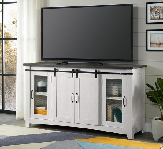 Hampton TV Stand, White Stain with Grey Stain Top