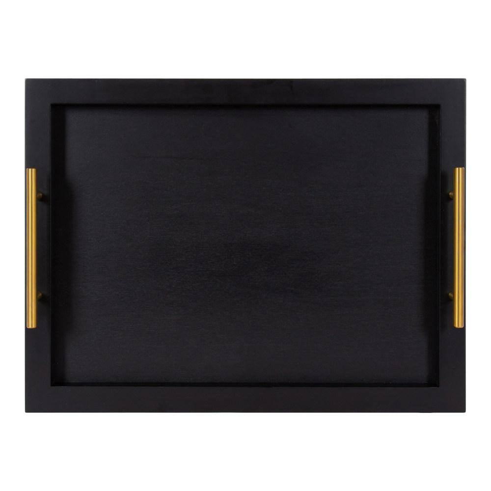 Halsey 12.50 In. W Rectangle Black Wood Decorative Tray