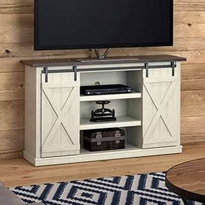 Pamari Wrangler Sliding Barn Door TV Stand, Off-White