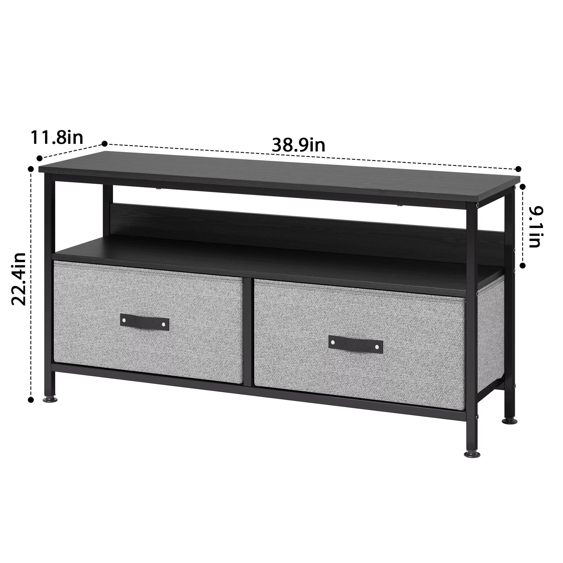 Dresser TV Stand 2-Drawers, 50 Inch TV Stand for Bedroom Small TV Stand Dresser with Shelves, TV & Media Console Table Furniture