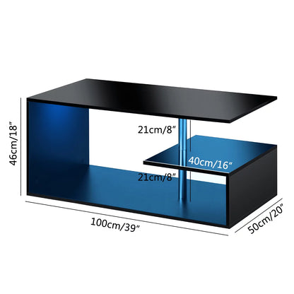 Hommpa Coffee Table with Storage & Display Shelves LED Coffee Table Center Cocktail Table for Living Room