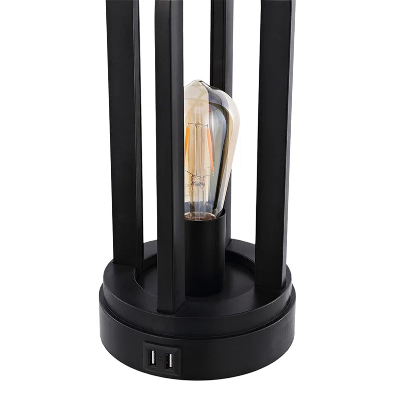 22.75'' Black USB Table Lamp with LED Bulbs