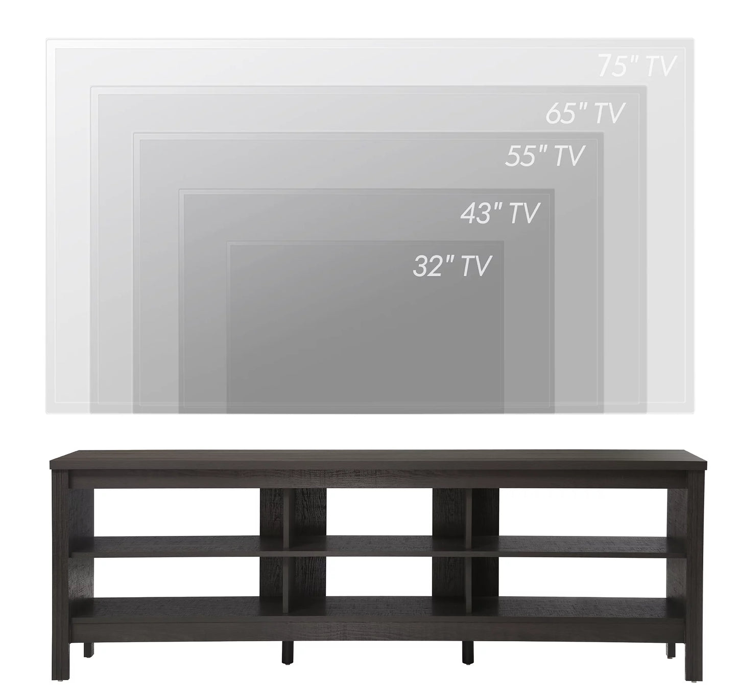 Farmhouse TV Stand for 75 Inch TV Wood Television Stand for 65 70 Inch Tv,Entertainment Center with 6 Storage Cabinets for Living Room, Black