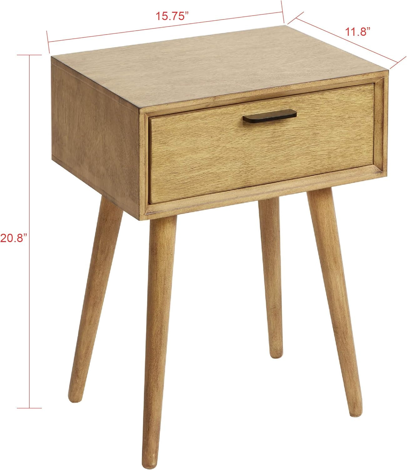 Olsen Mid Century 1-Drawer Accent Table, Oak