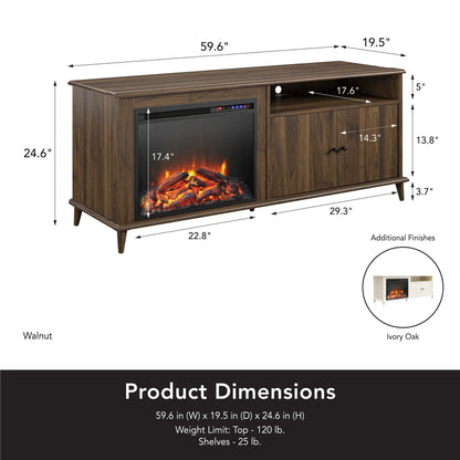 Farnsworth Fireplace TV Stand for Tvs up to 65", Walnut