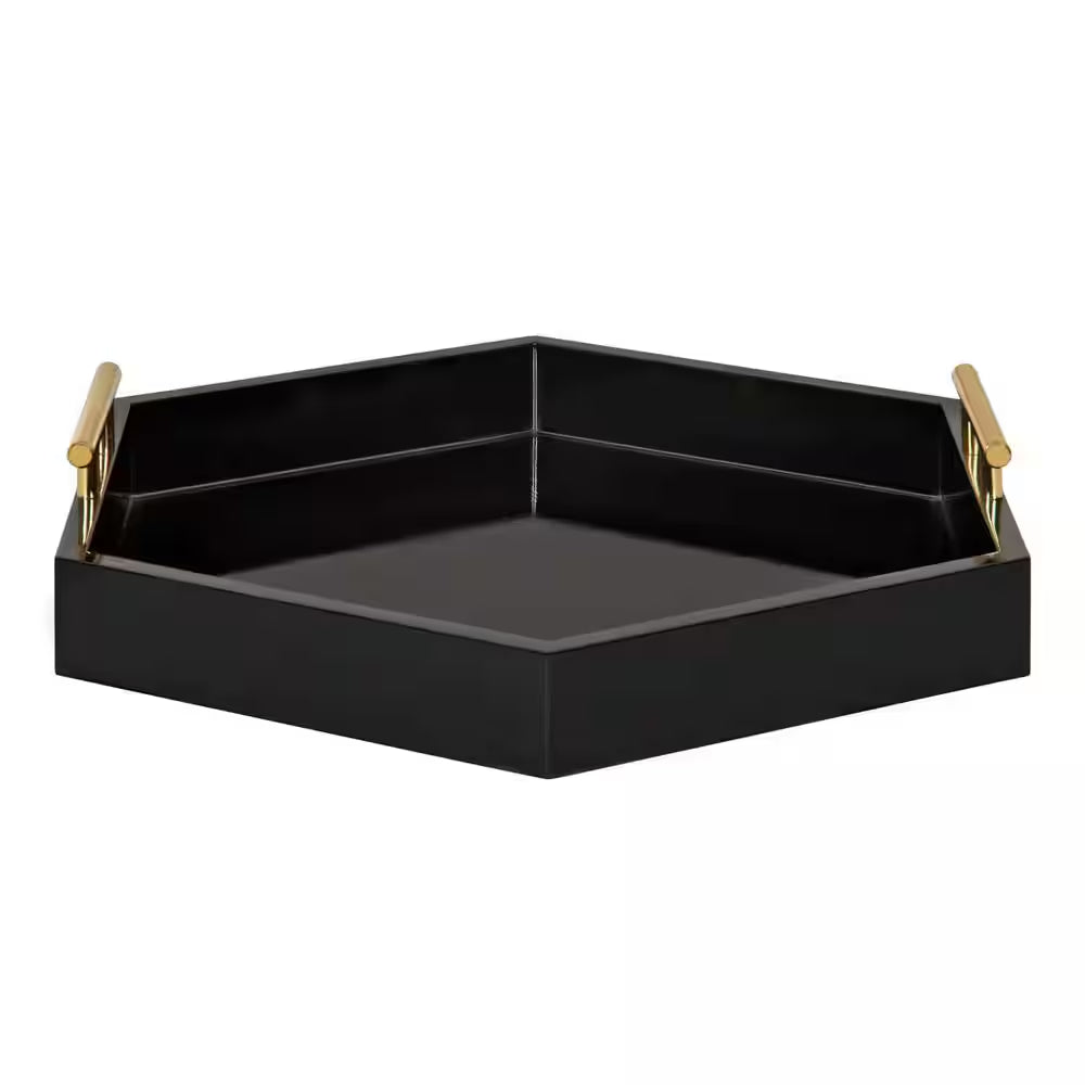 Lipton 18 In.X 18 In. Black/Gold Hexagon Decorative Tray