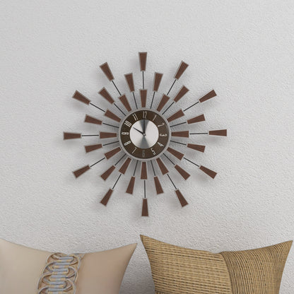 22" Brown Metal Starburst Wall Clock