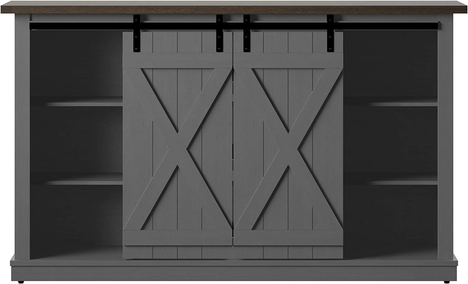 Cottonwood Stand for Tvs up to 60" with Sliding Barn Doors, Antique Gray