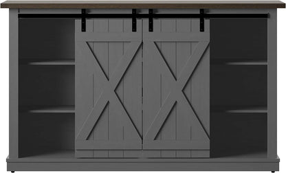 Cottonwood Stand for Tvs up to 60" with Sliding Barn Doors, Antique Gray