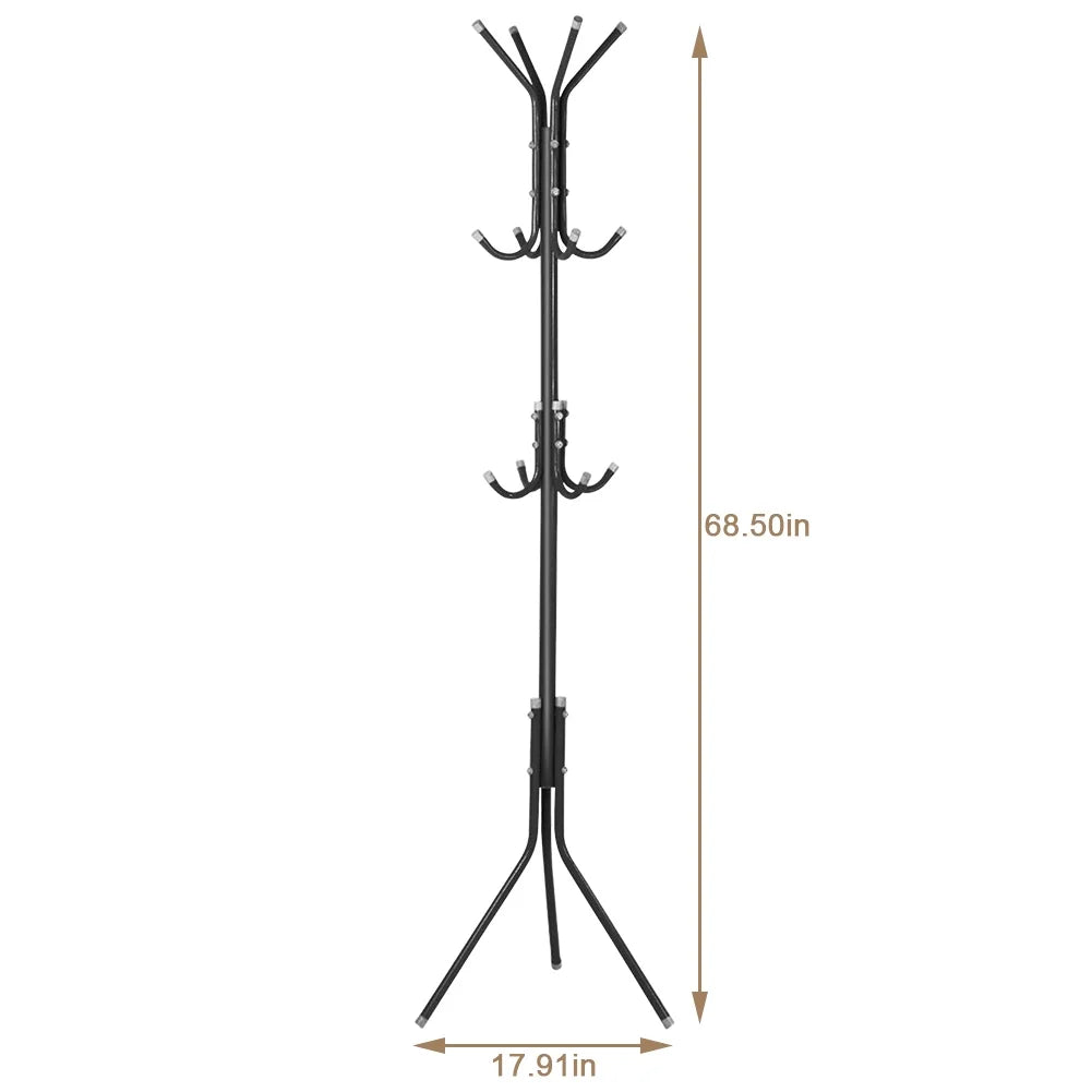 Coat Racks Hall Tree Hatrack Coat Rack Stand Metal Coat Hanger Tree with 8 Hooks for Hats Clothes Suits Handbags Umbrella in Entryway Hallway Bedroom Office Use