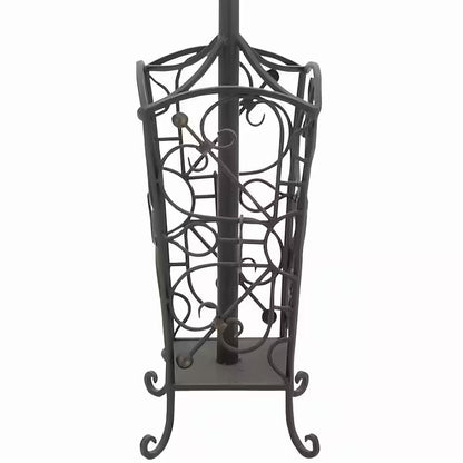 74 In. Black Metal Vintage Style Coat Rack with Scroll Designs