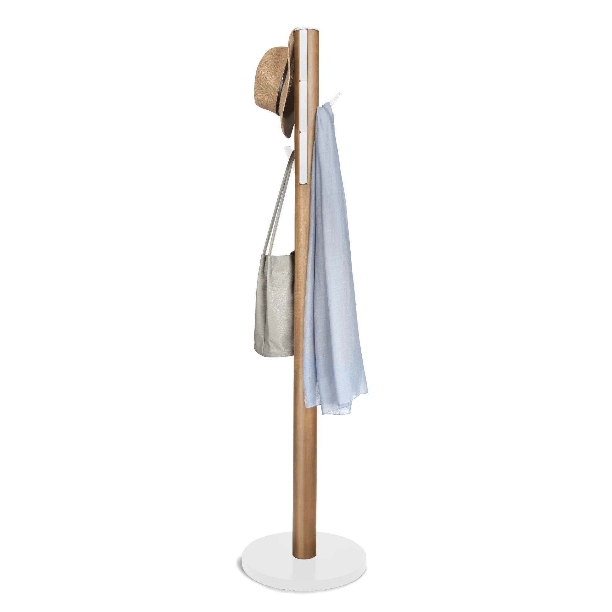 Flapper Coat Rack Entryway 9 Hook White/Natural