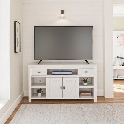 Woven Paths Scandi Farmhouse TV Stand for Tvs up to 60", Ivory Oak