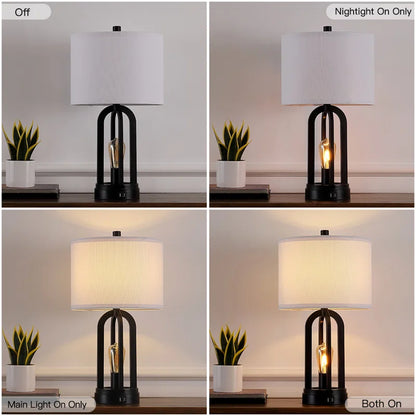 22.75'' Black USB Table Lamp with LED Bulbs